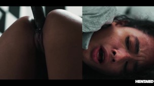 Hot mulatto chick fucked in all holes by Alien monsters